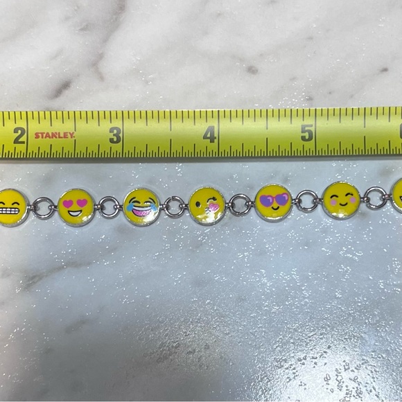 Happy Smily Face Emoji Stainless Bracelet 7.5” - Picture 2 of 6